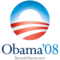 The logo reinforces the Obama campaign's slogans of "hope" and "patriotism" with a clear sun rising over a field.